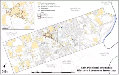 Historical inventory map showing outlines of historical properties in the township