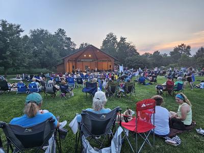 Photo shows a sunset during the Kimberton park summer concert event 